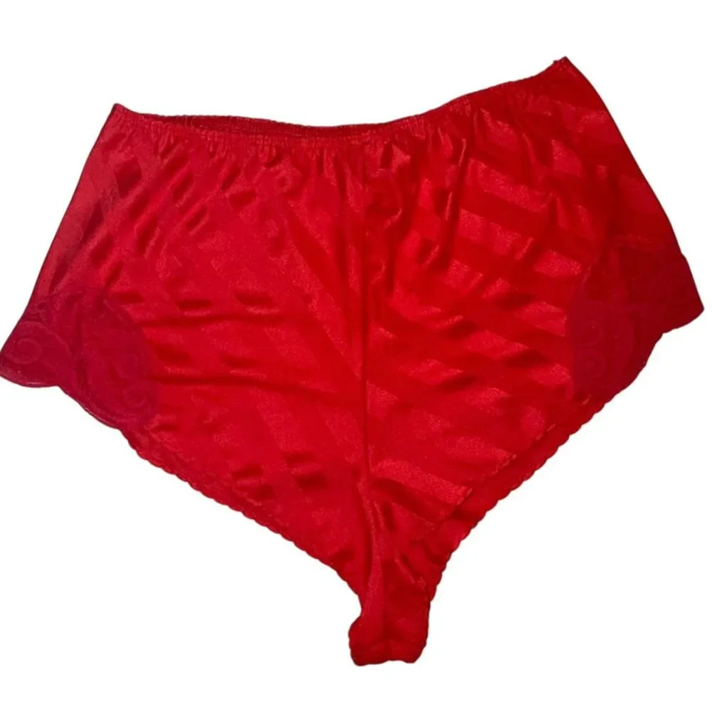 Vintage red lace and satin loungewear cami and shorts set